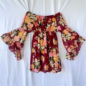 Rue21 | Wine Floral Off the Shoulder Mini Spring Dress